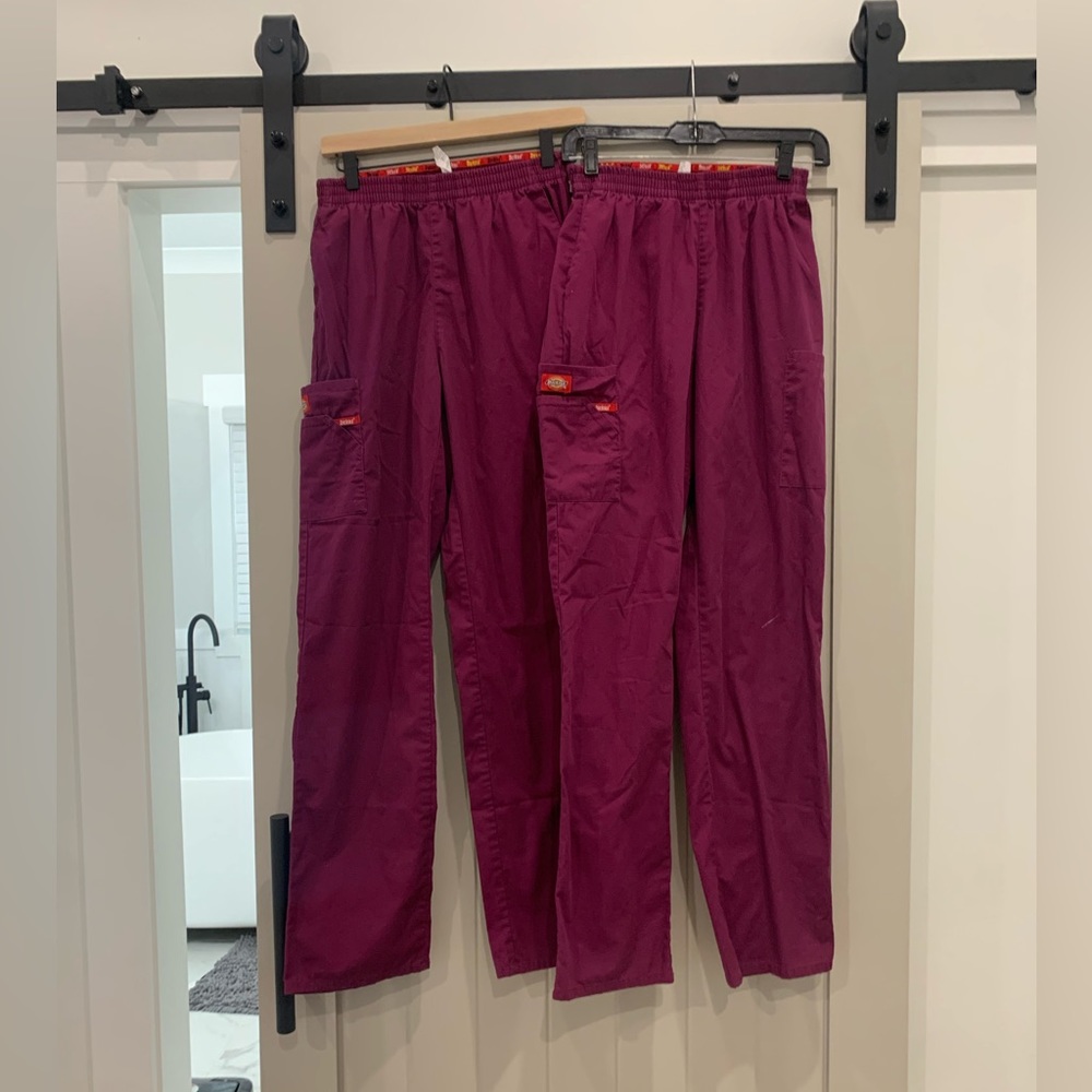 2 pairs of Wine color Dickies scrub bottoms (Tall)